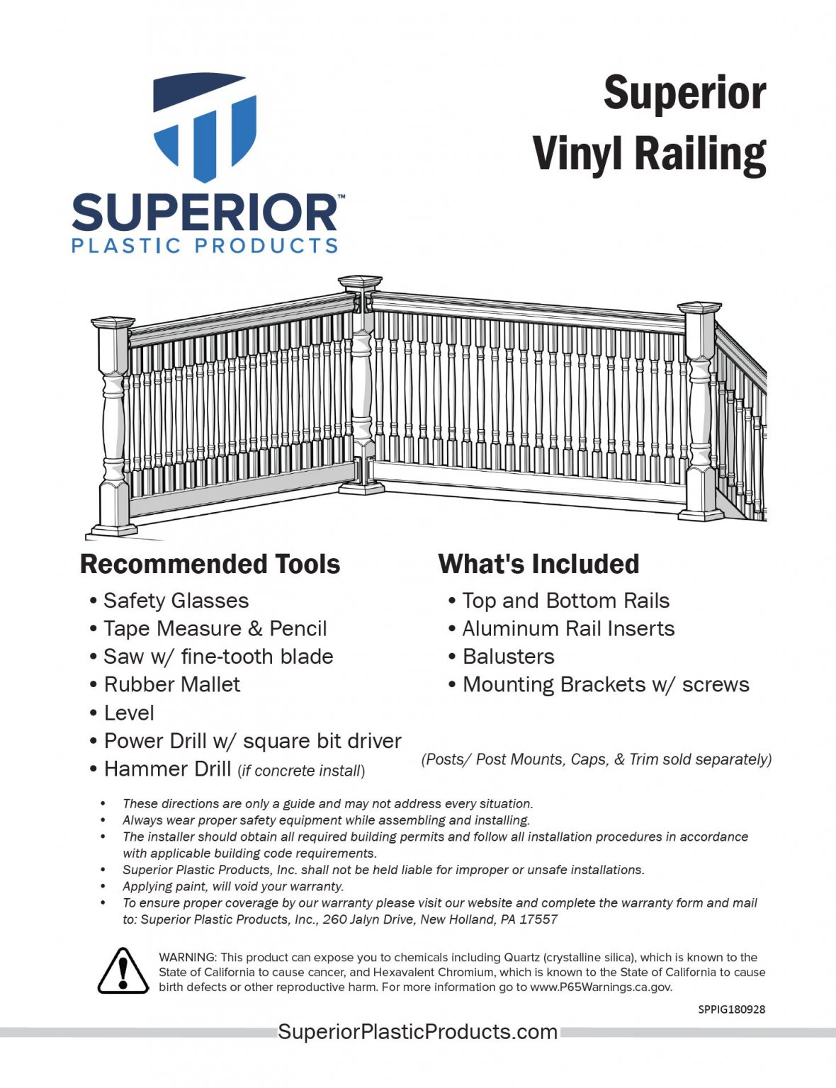 5000 Series Vinyl Railing - Superior Plastic Products